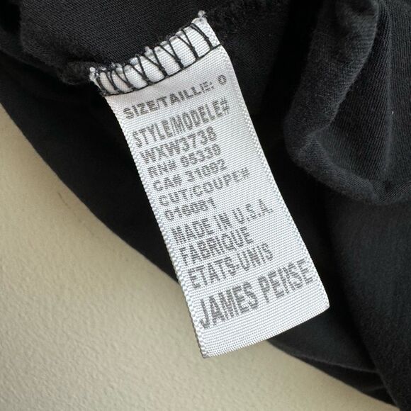 ✨$5/$25 james perse 100% supima cotton bracelet sleeve black v neck size 0 XS - Picture 6 of 7